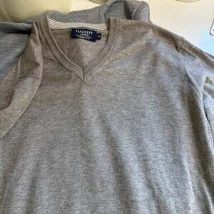 XS Hackett London V-Neck Sweater Cashmere Elbow Patches
